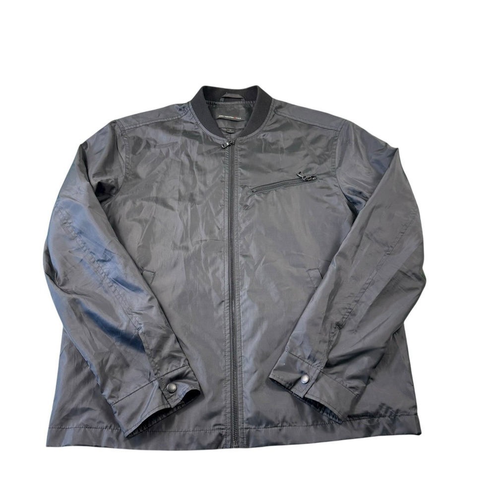 John Varvatos Black Polyester Full Zip Men's Moto Jacket Size‎ Medium